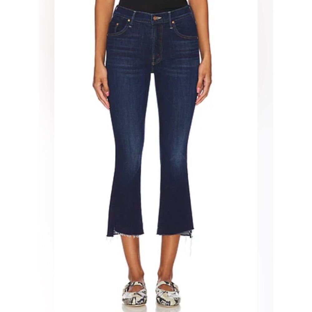 MOTHER Dark Blue Cropped Flare Jeans